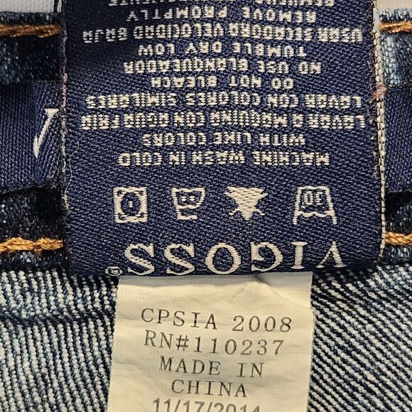 Vigoss Jean Shorts Youth Girls 10 Embroidered Pockets Rolled Cuff Dark Wash - Picture 4 of 8